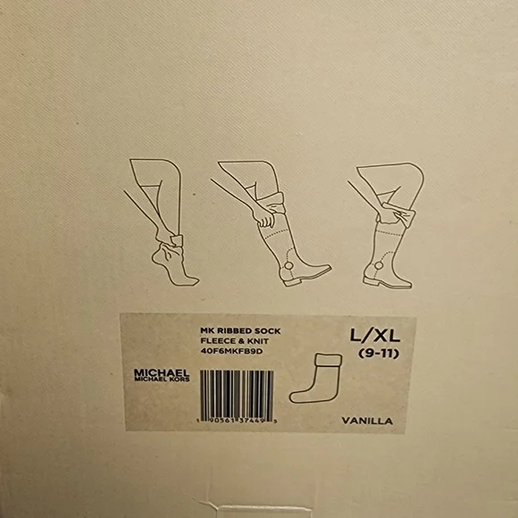 NEW Michael Kors Boot Sock Vanilla Ribbed Fleece Large X Large - Picture 3 of 3